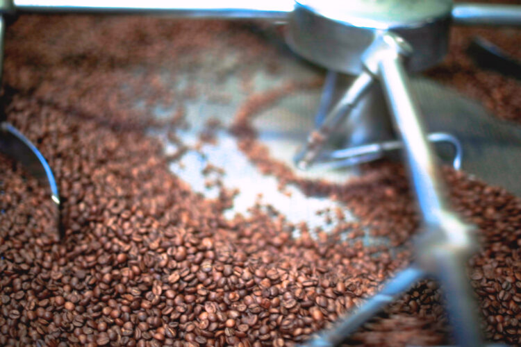 Grains de café en train de refroidir